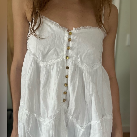Show me your MUMU white maxi dress with gold buttons size small. - Picture 7 of 7